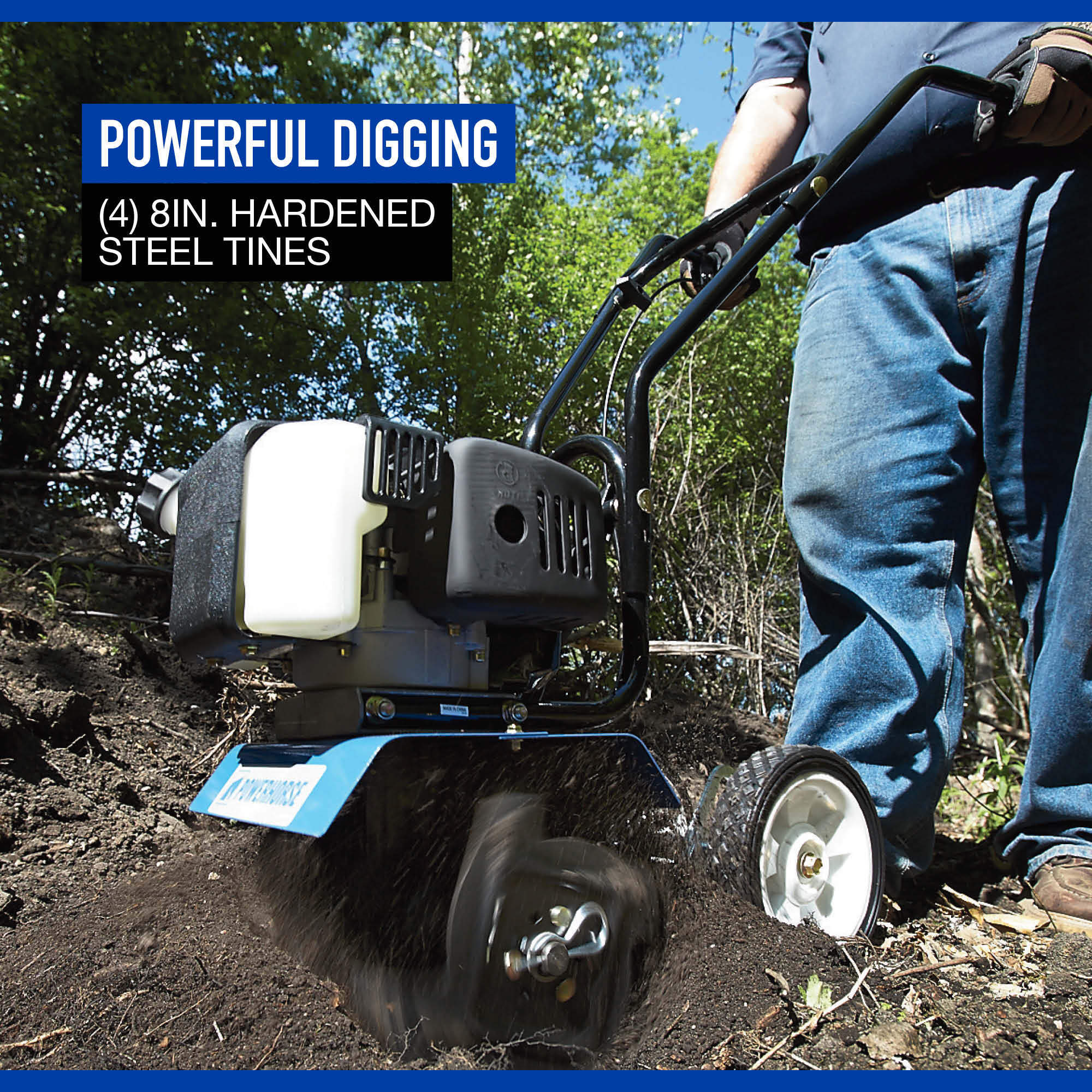 Powerhorse Mini Cultivator, 10in. Tilling Width, 43cc 2-Cycle Viper Engine